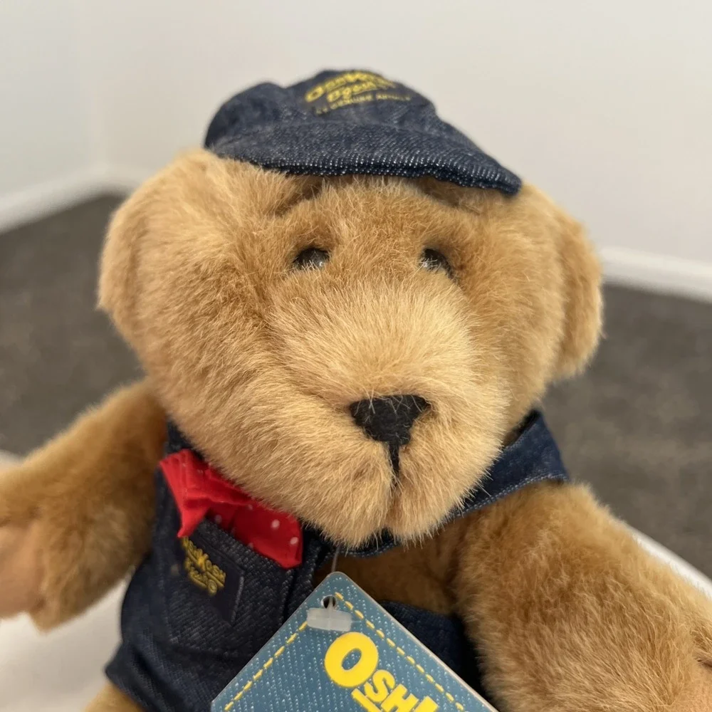 VTG OshKosh B' Gosh teddy bear plush toy overalls hat NOS NWT Eden Toys‎